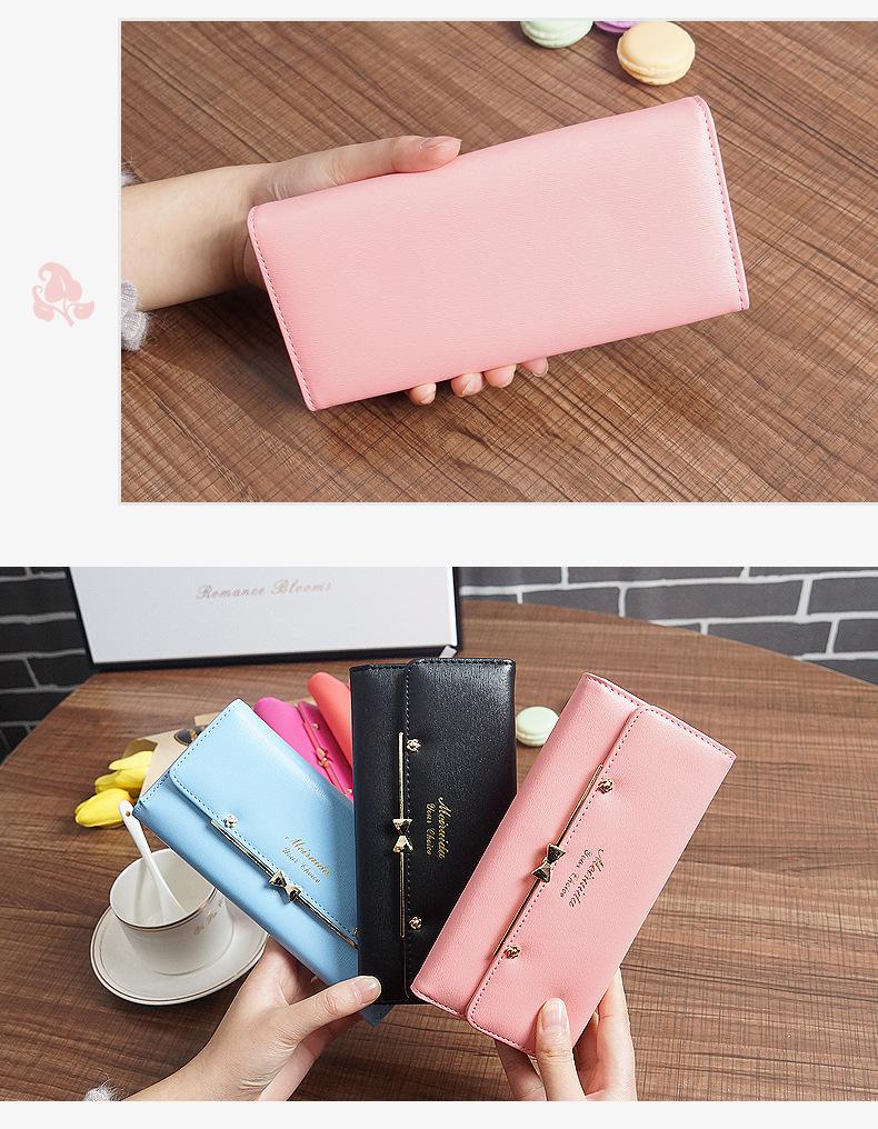 2025 Korean Style Cute Bow Buckle Ladies' Wallet with Rivets