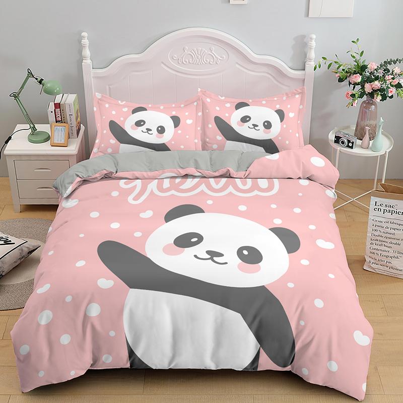 Bedding Set Panda Duvet Cover Set Teens Boys Girls Cartoon Animal Quilt Cover Queen Size Comforter Cover With Pillow Case 2/3pcs