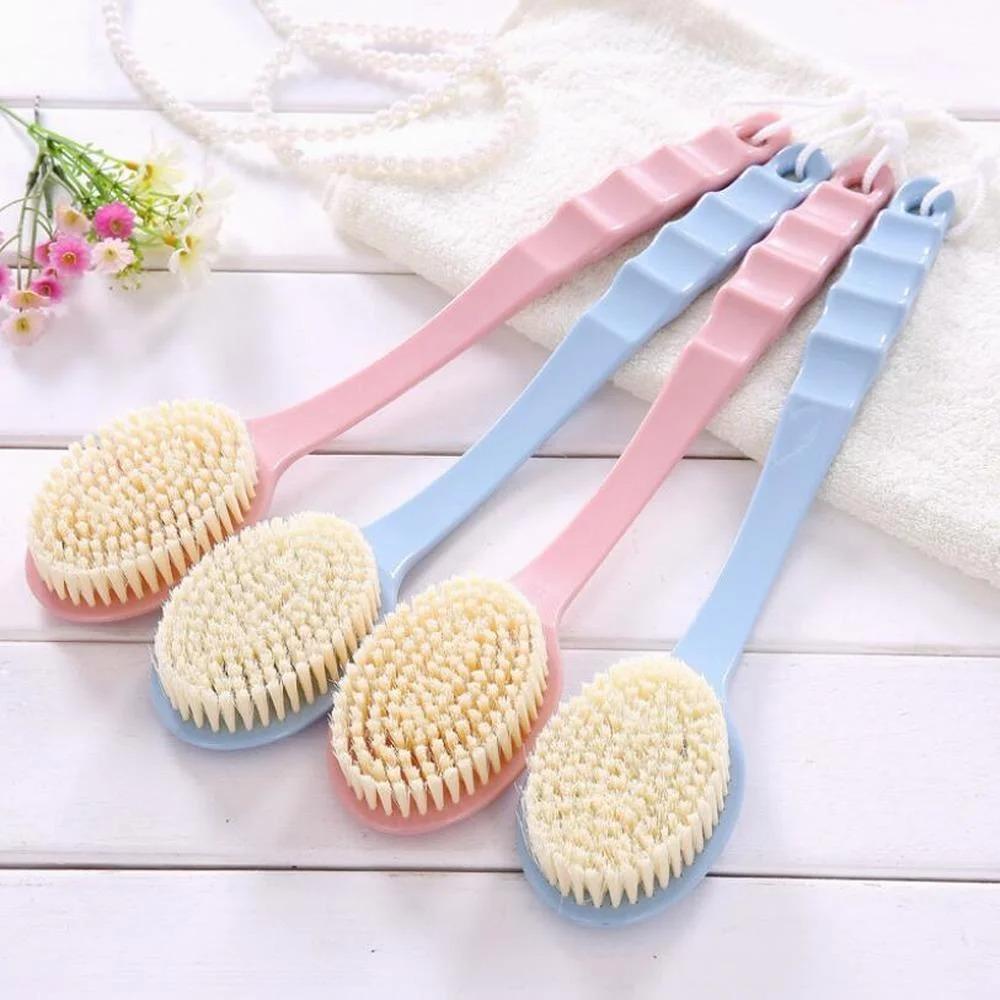 1PC Soft Body Scrubber Shower Exfoliating Scrubs Long Handle Bath Brush Exfoliator Skin Massager Cleaning Brush Bathroom Accessories