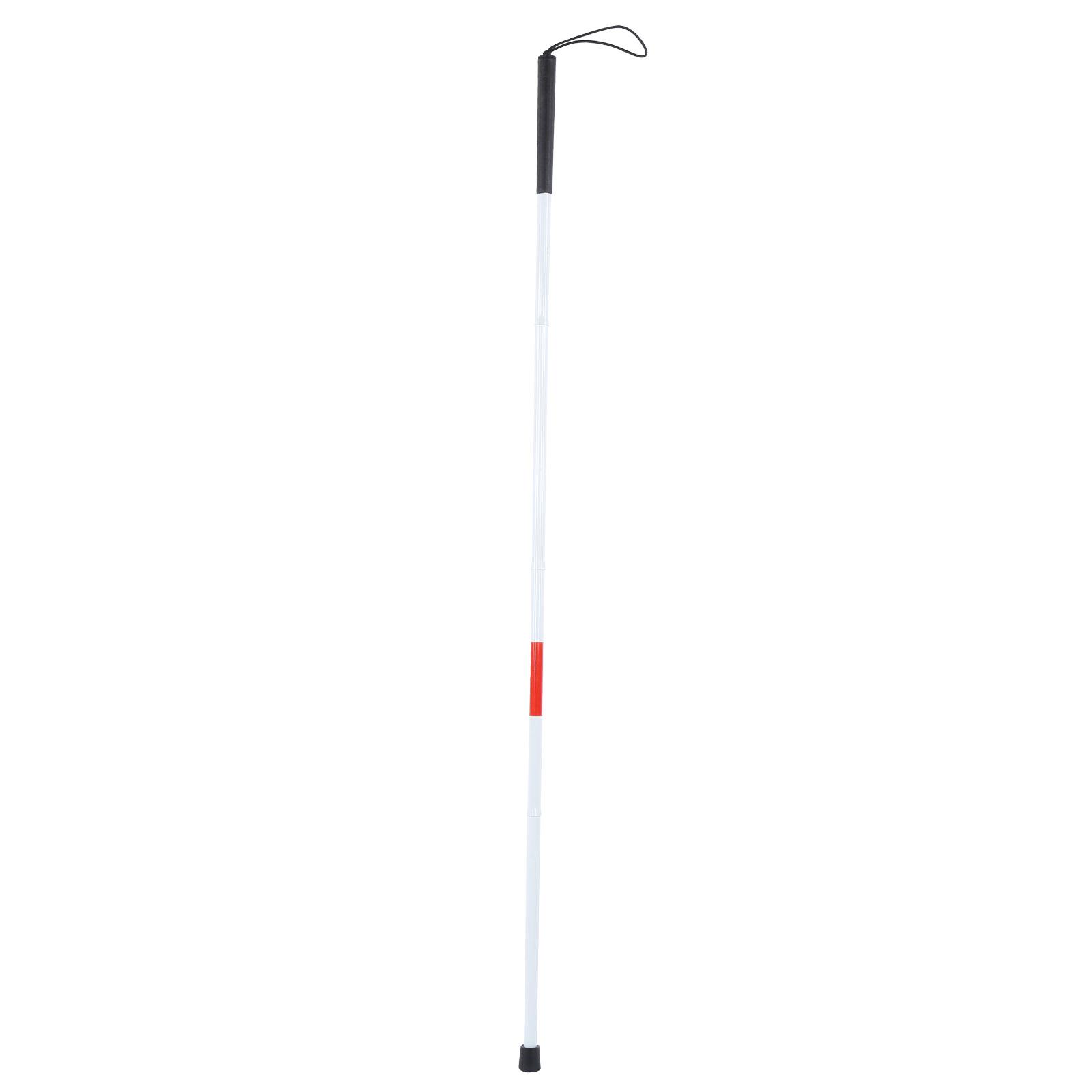 Foldable Cane Collapsible Reflective White and Red Walking Stick for Blind Visual Impaired