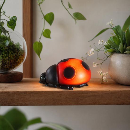 Glowing Ladybug Night Light, Resin Bedside Lamp for Kids, Cute Insect Shaped Table Decor for Bedroom, Funny Small Lamp Gift