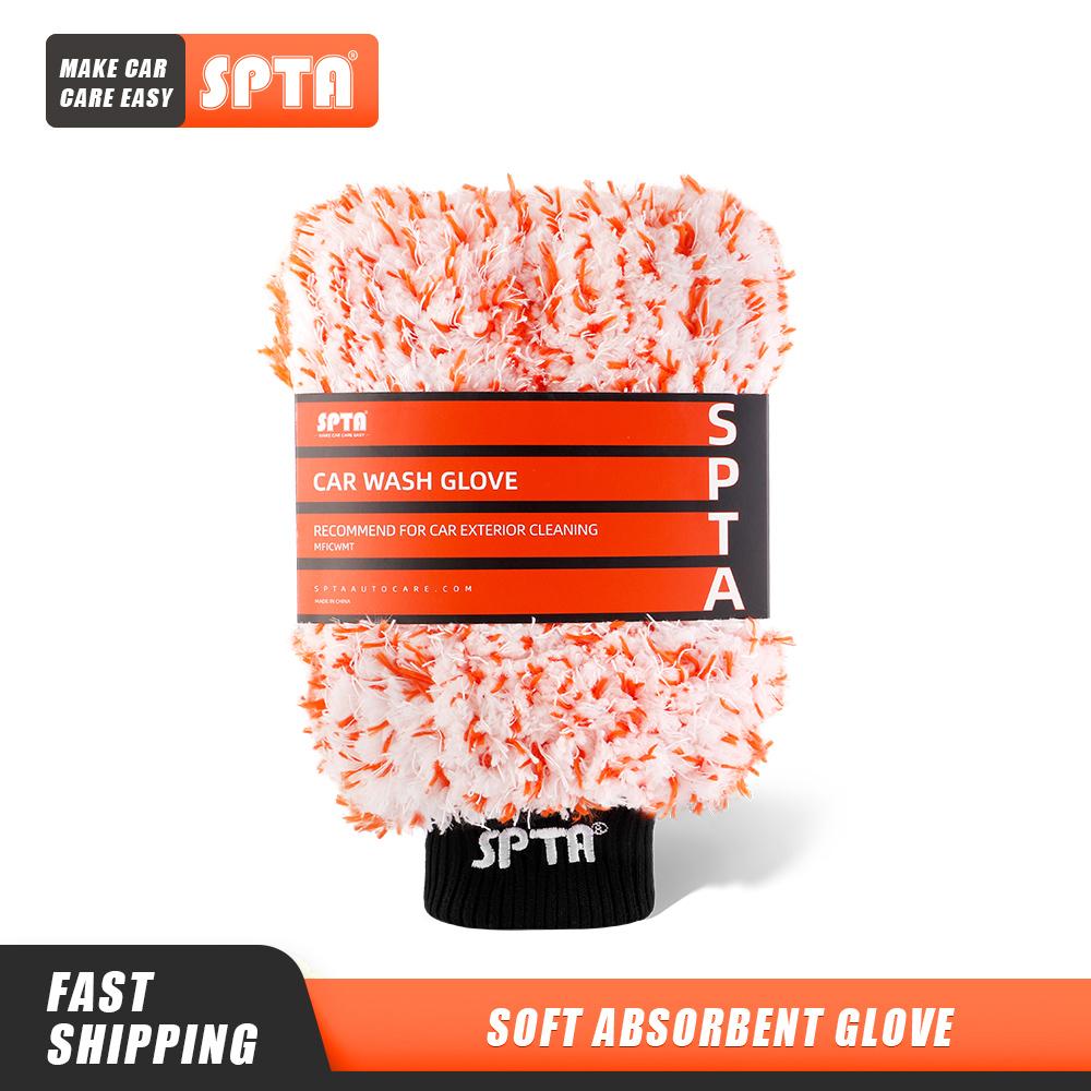 

(Единая продажа) 1 шт. рукавица для мойки автомобиля SPTA, перчатки для мытья из микрофибры, для эффективной стирки, машинная стирка, безворсовая, царапается