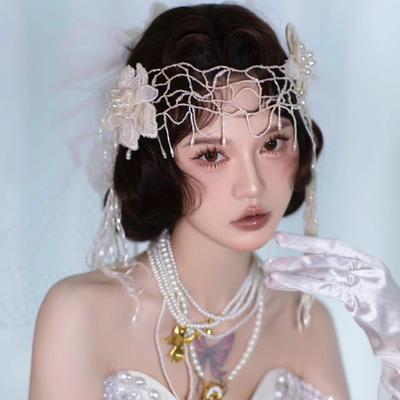 Lace Bridal Headband French Style Wedding Headgear Fringed Hairpin Hair Accessory  Wedding