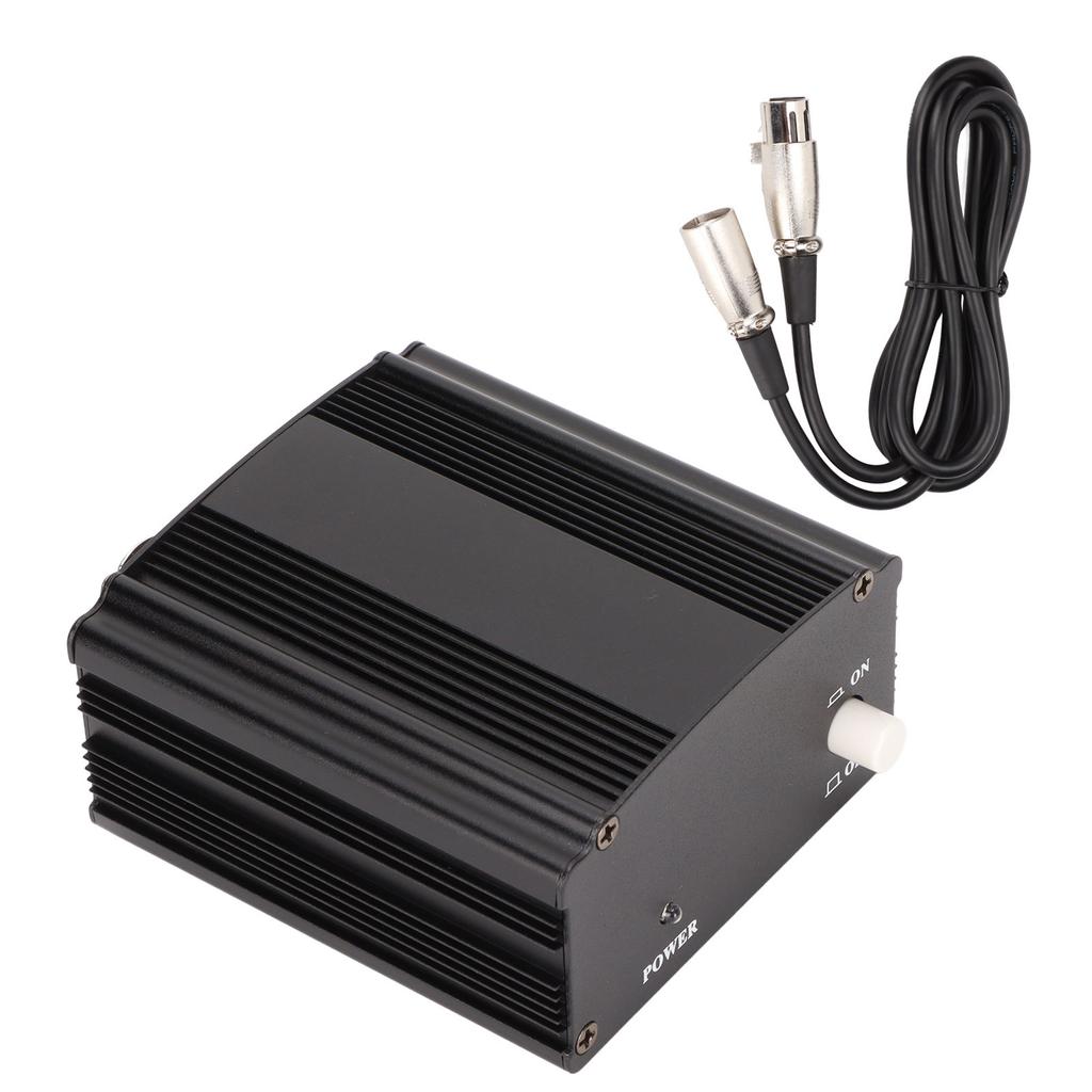 48 V Phantom Power Supply Professional Phantom Power with XLR 3 Pin Cable for Music Recording