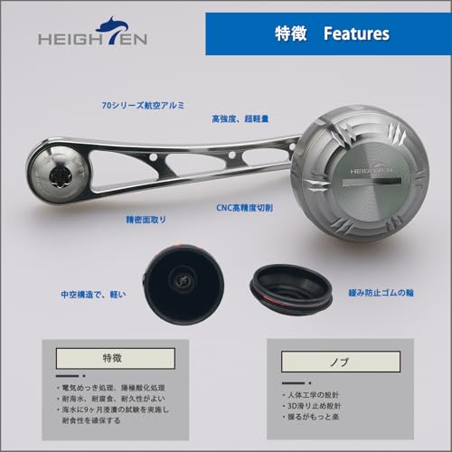 HEIGHTEN 75mm Reel Handle with 35mm Handle Knob, Compatible with Shimano, Daiwa, and Abu Baitcasting Reels, Arch Hammer Series (Gunmetal) (272)