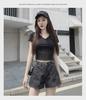 Summer 2021 High-Waist Korean Style Women's Denim Shorts with Side Zipper and Letter Design - Slim, Wide-Leg Hot Pants Trend.
