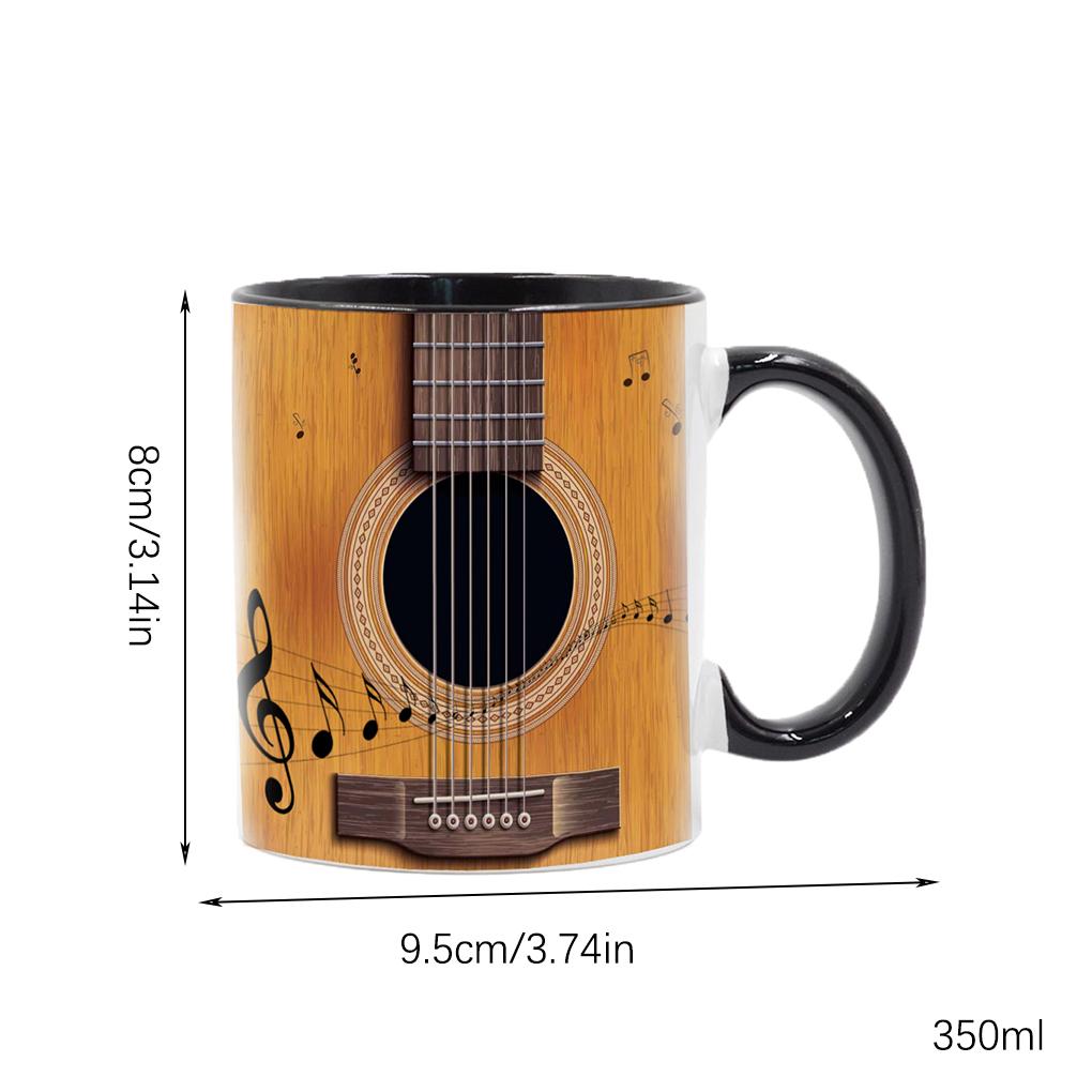 Home Office 350ml Guitar Pattern Coffee Cup Living Room Tea Drink Mug Portable Traveling Students Beverage Cups