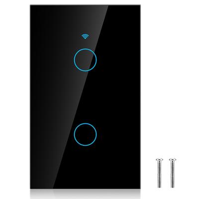 WiFi Touch Screen Switch Single Circle for Alexa Google 2?Way AC (Black )