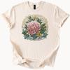 Pink Peony Japanese Art T-shirt Floral Graphic Tee Unique Design Top