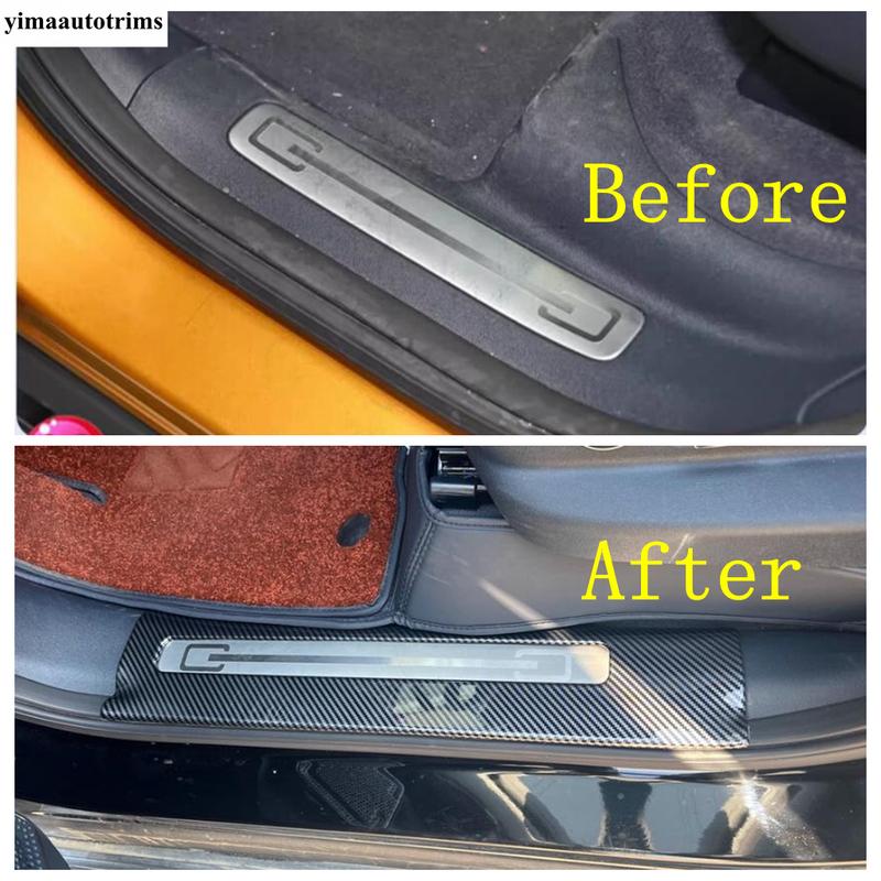 Car Inner Door Sill Pedal Frame Panel Protector Cover Trim Carbon Fiber Style Accessories For BYD Equation Leopard 5 2024 2025