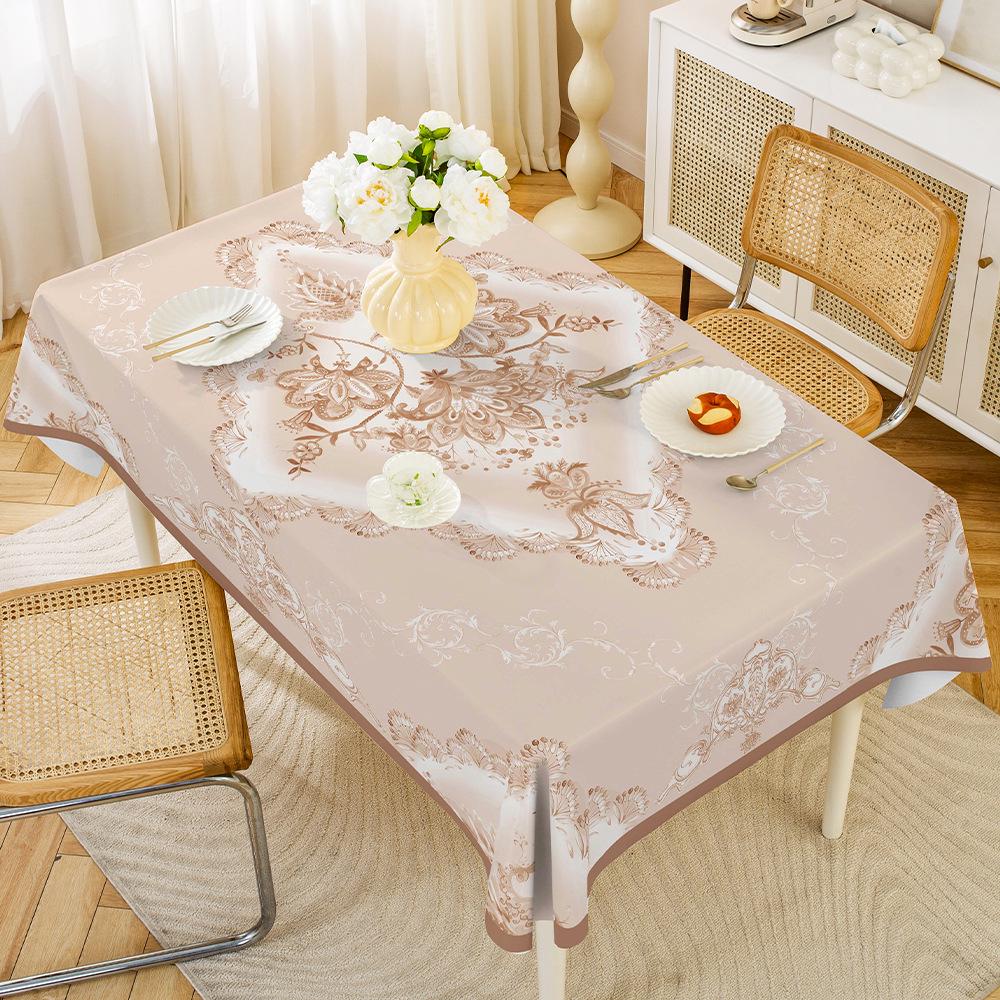 Central Asian Russian PVC Dining Tablecloth, Oil & Scald-Proof, Wash-Free, for Rectangular Tables.