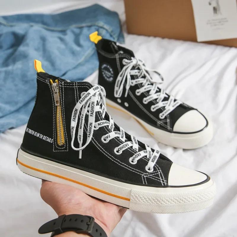 

Мода 2025 года, унисекс, женская и мужская парусиновая обувь, аутентичные классические дизайнерские высокие парусиновые вулканизированные туфли, спортивные кроссовки Zapatos Casuales 35