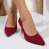 Fashion 2025 New Shallow High Heels Pointed Toe Suede Slip-on Non-slip Wear-resistant Versatile Temperament Single Shoes