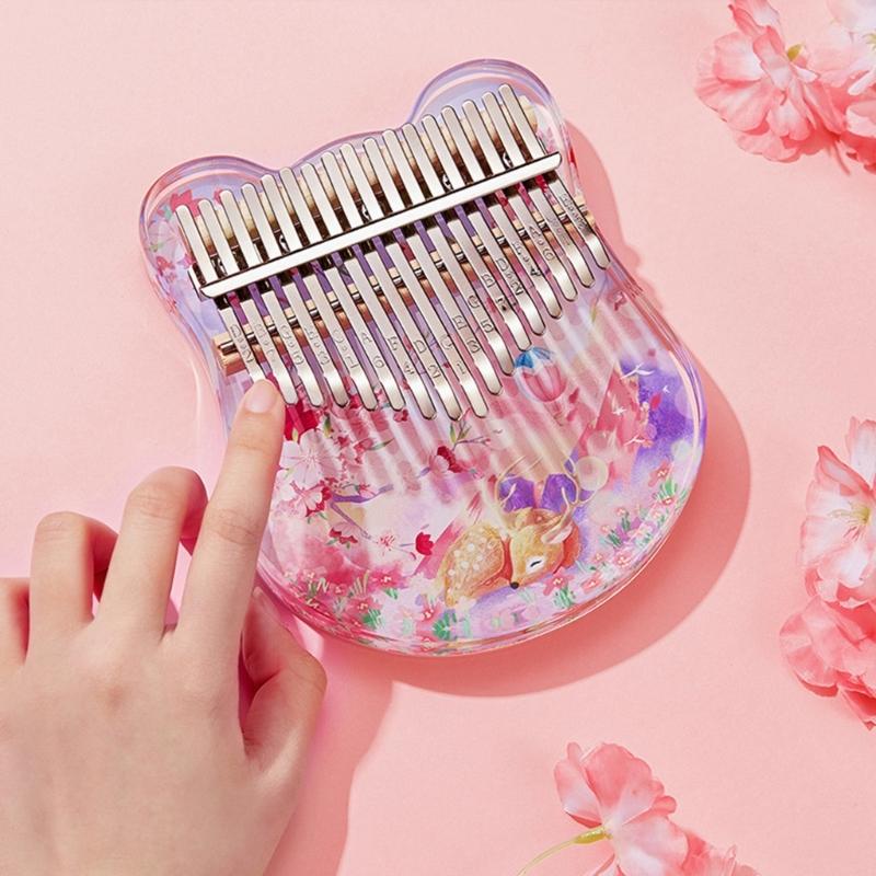 Profession Kalimba 17/21 Keys Thumb Piano with Study Instruction & Tune Hammer Acrylic Finger Piano for Kid Beginners