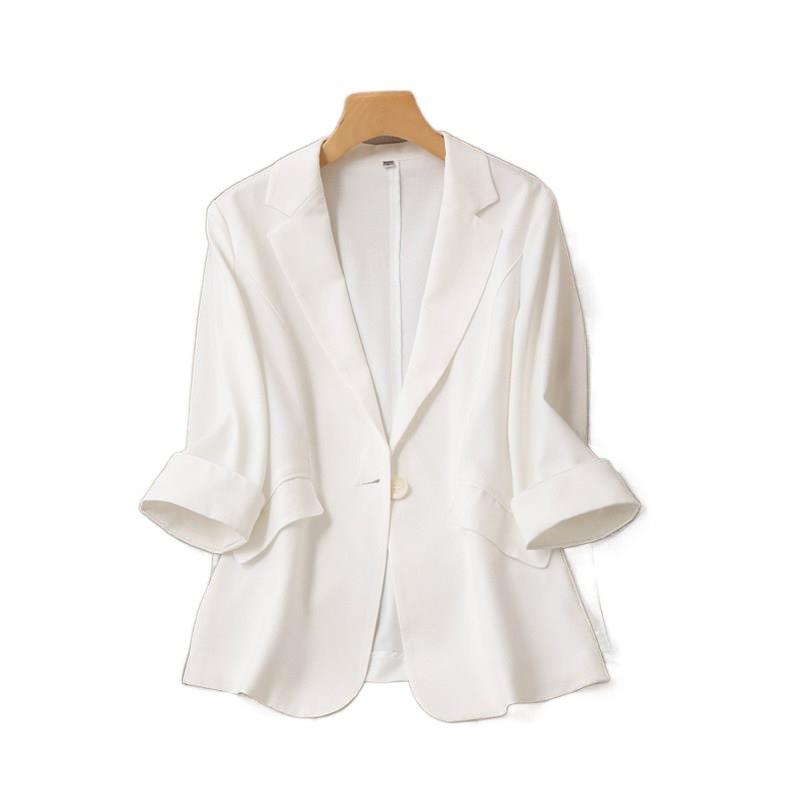 

Офисный женский пиджак, повседневная летняя куртка с рукавами три четверти XS белый