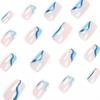 Wearable Wave Pattern Nail Tips - White & Blue, Medium-Long