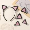 3pcs/set Cute Reversible Sequin Cat Ear Headband for Girls Lovely Anime Hair Clip Cartoon Headdress Cosplay Hair Accessories