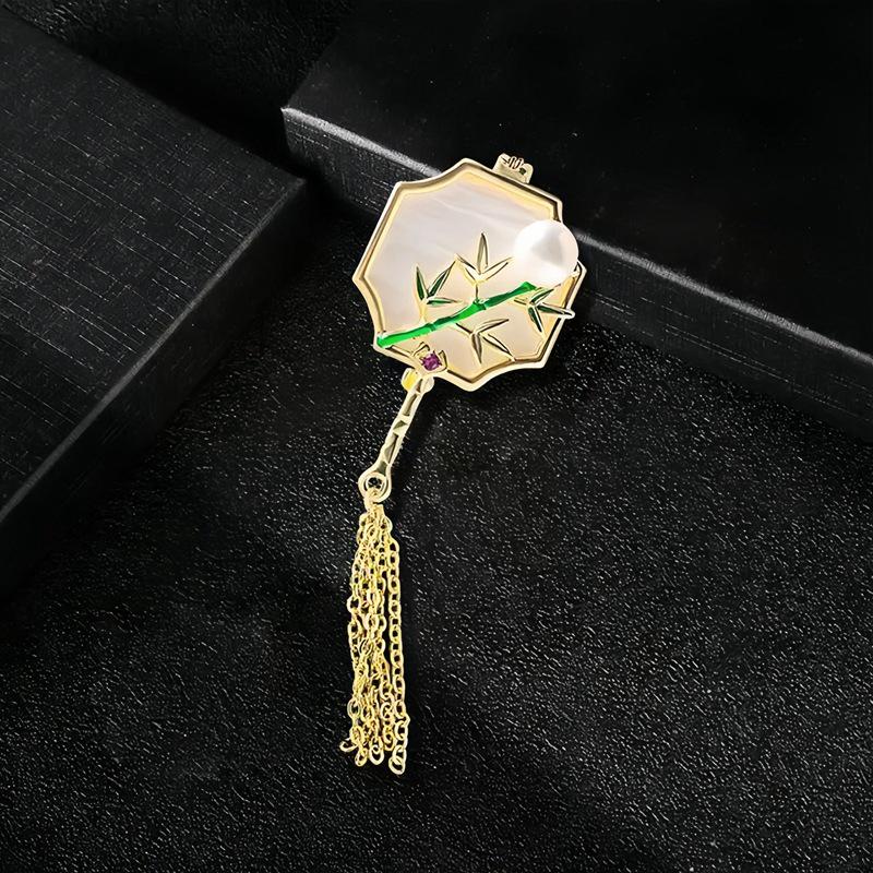 

Винтажная брошь-веер с жемчугом «Пион»: Элегантная ретро-булавка-цветок для женских костюмов