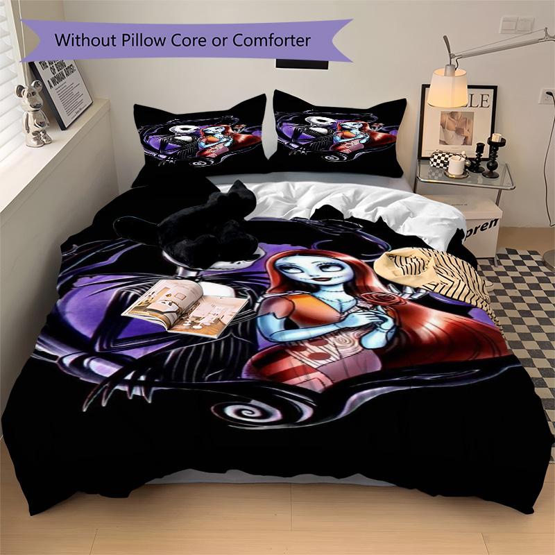 Nightmare Before Christmas Bedding 3 Piece Set Hd Print Duvet Cover Pillowcases For Teens Adult Bedroom Decoration Christmas Gift C9211508