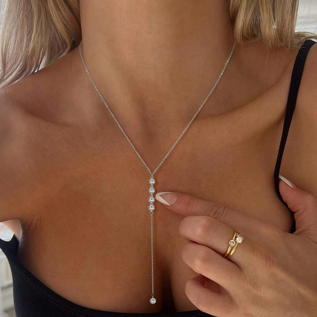 European And American Fashion Jewelry, Long Necklace Layered Collarbone Chain, Fashionable Simple Personalized Jewelry Party Accessories