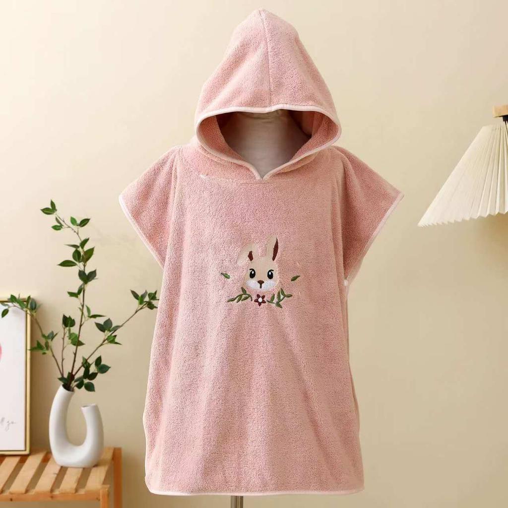 Children's Bath Towel Cape with Hat Baby Coral Fleece Absorbent Quick-drying Bathrobe Vacation Men's and Women's Beach Towels
