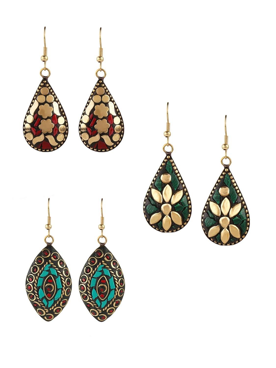 

Drop Earrings For Women | Traditional Women Earrings Sets | Ethnic Combo Set Tibetan Laac Drop Earrings For Girls Onesize