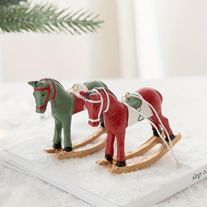 1PC Christmas Rocking Horse Ornament for Christmas Tree Festive Atmosphere Enhancer Country Christmas Decorations