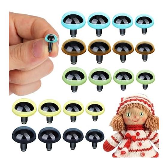 HOMSFOU Plush Eyes Set of 40: Iris Cat Eyes 7.5-12mm 5 Colors ABS Plastic - Doll Eyes Cat Eyes Craft Parts for Making Crochet Animals and DIY Toys