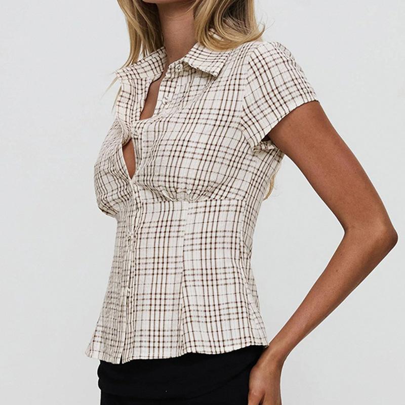 Camicia a quadri doppiopetto con revers