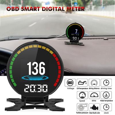 P15 HUD HD TFT OBD Digital Smart Meter Head Up Display Speedometer OBD2 Turbo Boost Pressure Meter Alarm Oil Gauge Code Reader