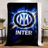 Inter Milan Logo Warm Blanket with Blue Electric Design Flannel Blanket for Bedroom, Living Room, Sofa, and Nap