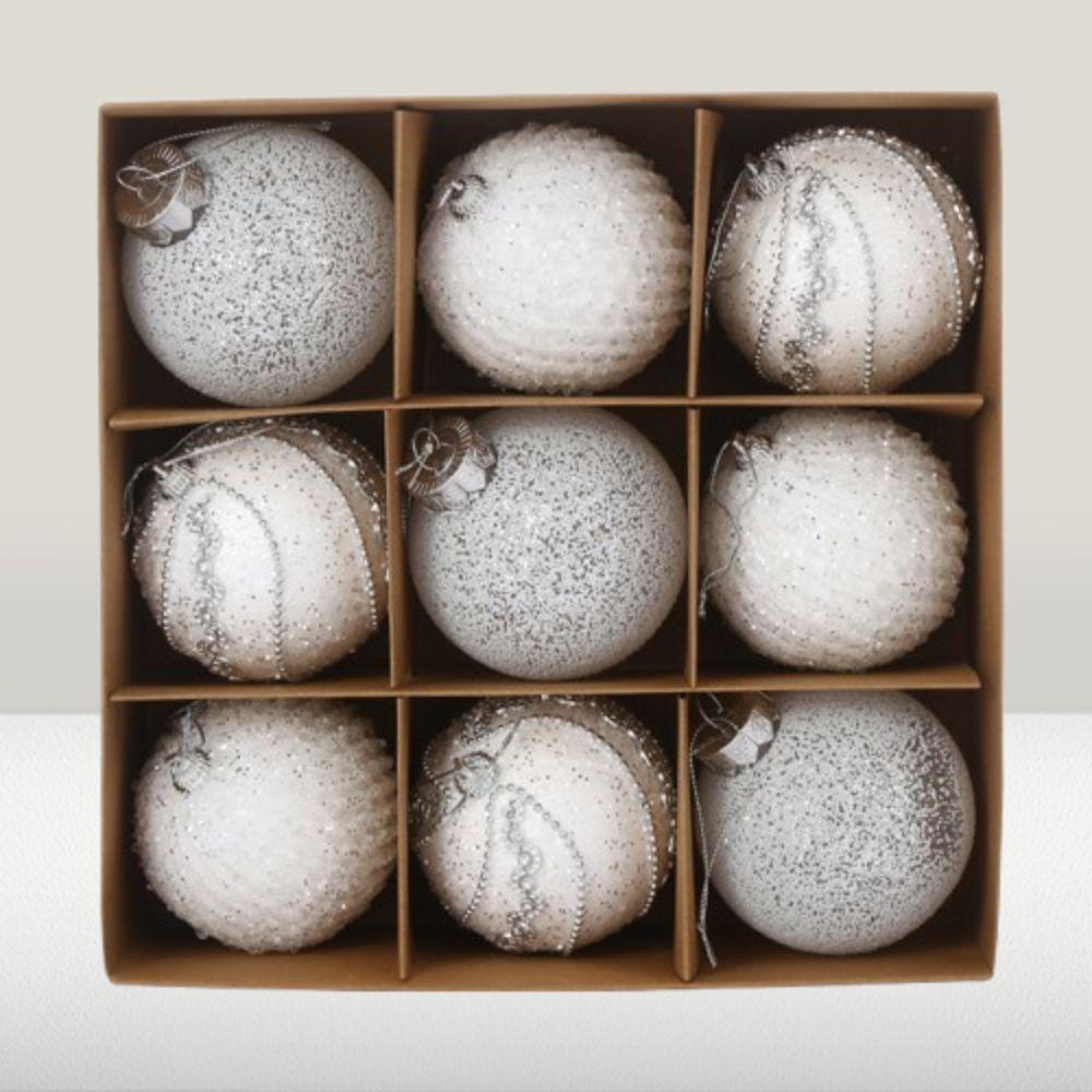 9pcs 8cm Christmas Hanging Balls Set Glitter Xmas Tree Ornaments  Home New Year Gifts