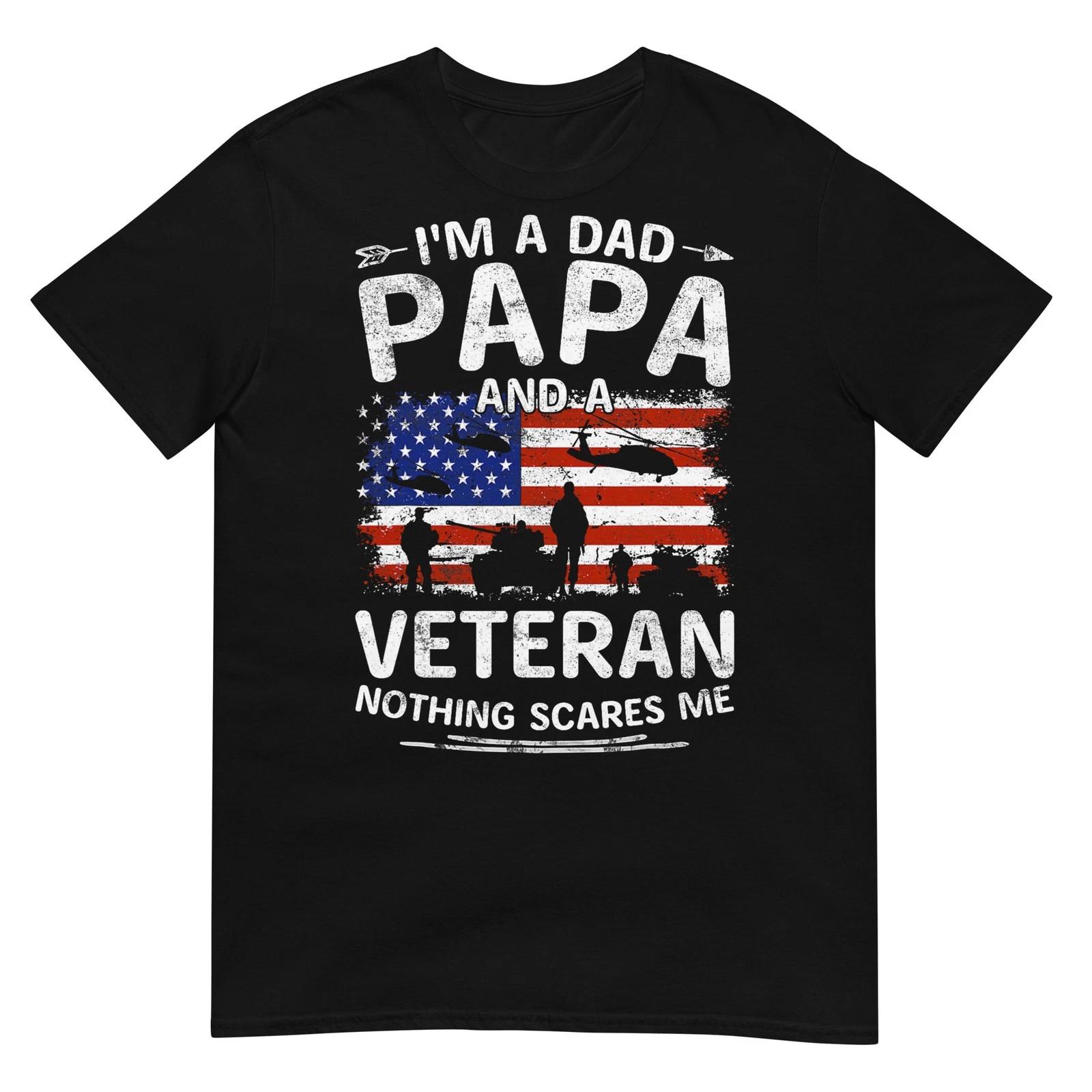 I m A Dad Papa And Veteran Fathers Day Retro Papa Grandpa T-Shirt S