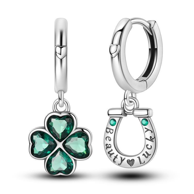Four-leaf Clover Earrings Women 925 Silver CZ Zircon Jewelry Ear Studs Sparkling Pave Earring Wedding Anniversary Gifts