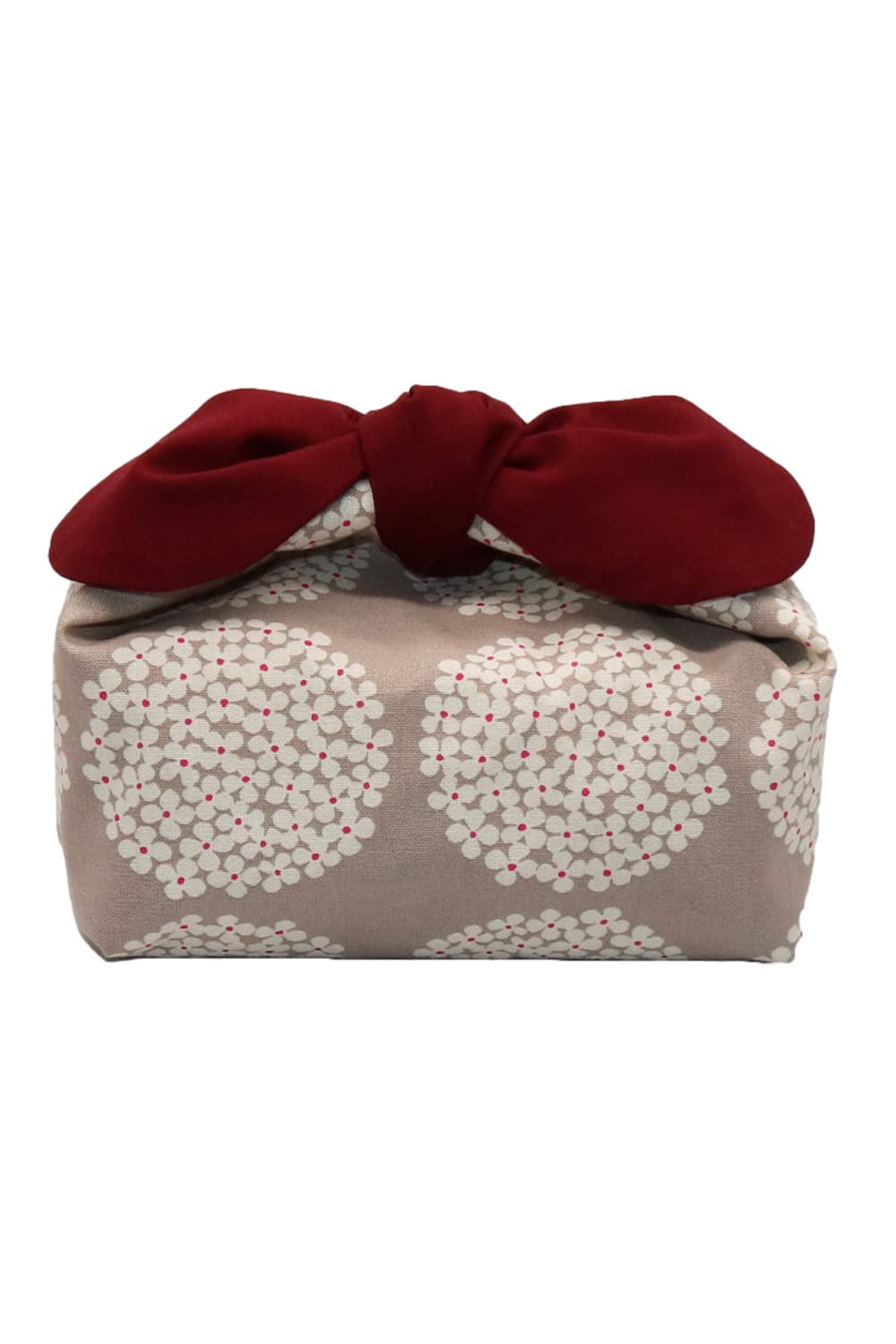 

Azuma Bag, Ribbon-Insulated Lunch Bag with No Drawstring, Tie-On Design (Hydrangea, Greige)