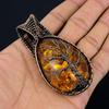 Baltic Amber Pendant, 999 Copper Wire Wrapped Gemstone Jewelry, Handmade Pendant For Mother Day