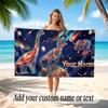 Dinosaur Theme Quick Dry Beach Towel Custom Name Text Print Large Sand Resistant Towel Beach Vacation