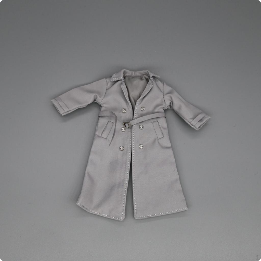 BJD Trench Coat Knee Length Doll Double Breasted Black