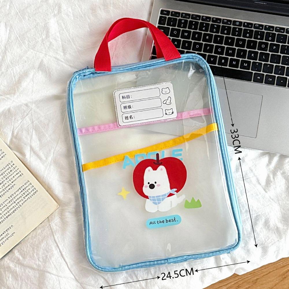 

Transparent Test Paper Storage Bag Multifunctional File Folder Bag INS Cartoon File Bag Kids синий
