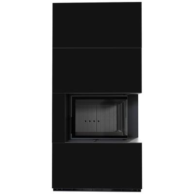 Modular Fireplace KRATKI FLOKI BOX Right 8 kW Ø 160 Quartz Sinter NERO ASSOLUTO Black Thermotec