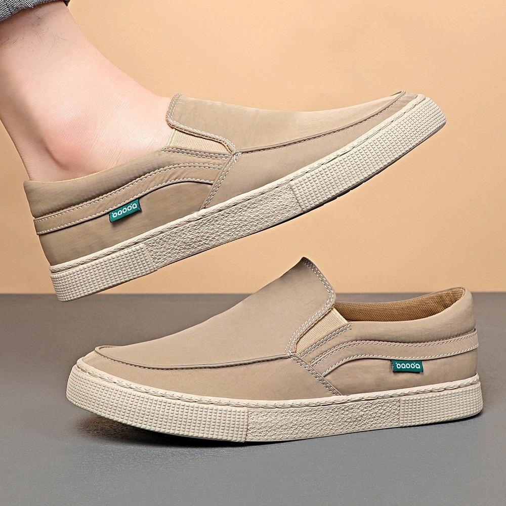 

Fashion Men Casual Canvas Shoes Slip On Flat Shoes Wear-Resisting Male Sneakers Luxury Design Canvas Shoes For Men BD24054 44 хаки