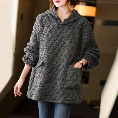 Outono inverno vintage pullovers topos roupas femininas hoodies camisolas oversize solto casual senhora engrossar forro de algodão