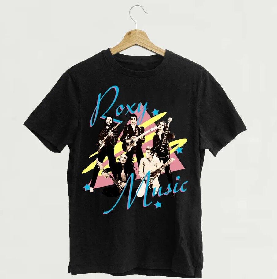 Roxy Music Band In Conert Cotton Black All Size Unisex T Shirt Unisex T-Shirt XL