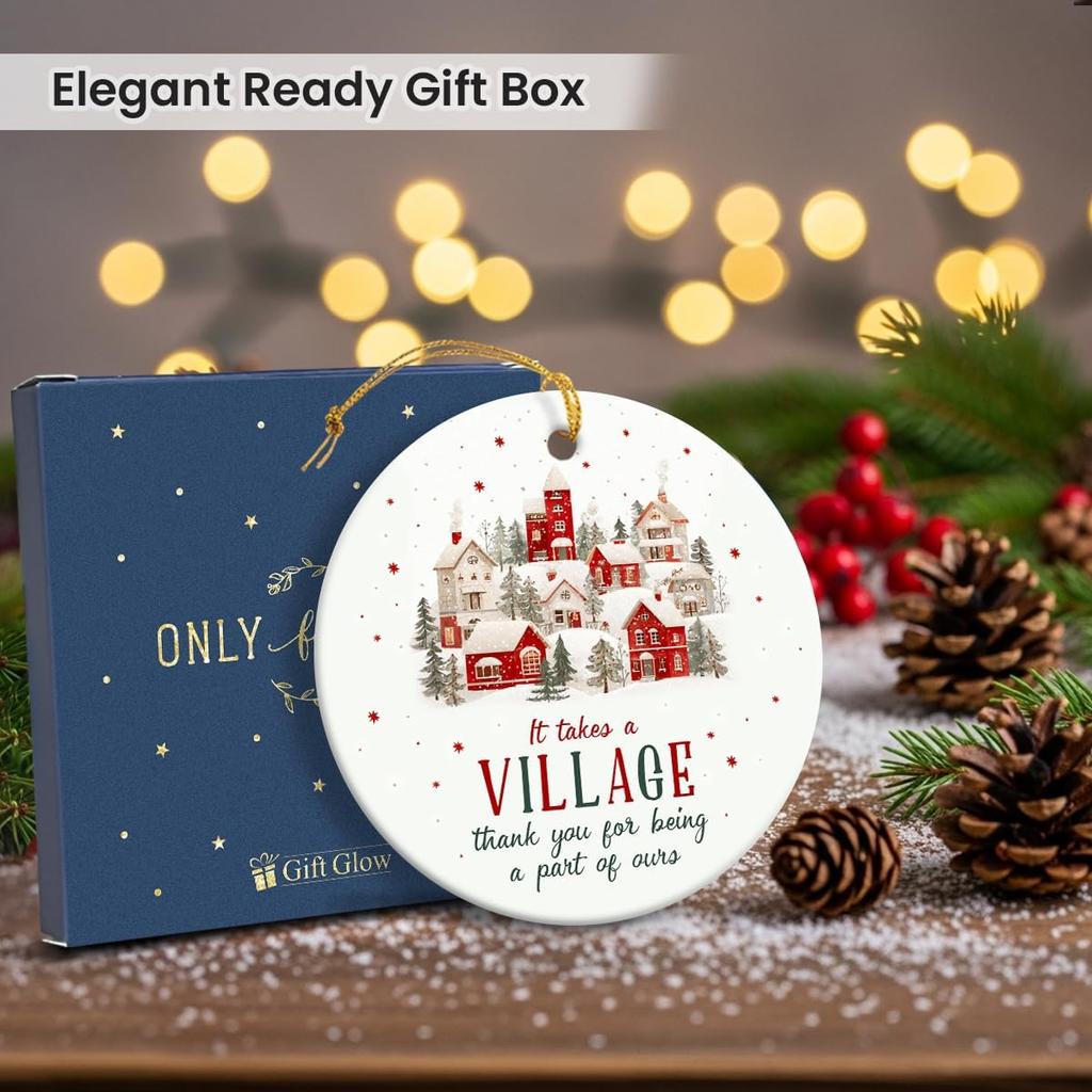 Thank You Ornament 2025 - It Takes A Village Ornament, Unique Xmas Gifts for Coworkers Boss Mentor, Thank You Gifts for Women Men Teachers Coaches