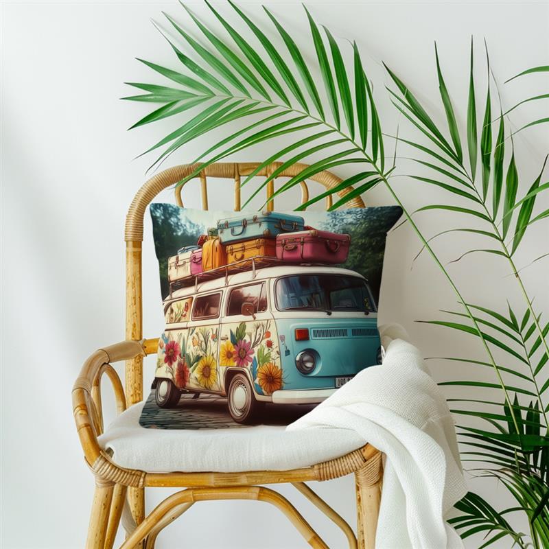 Colorful Camper Cushion Cover 45X45Cm Decorative Pillow Case For Sofa Square Pillowcase Suitable For Home Bedroom Car