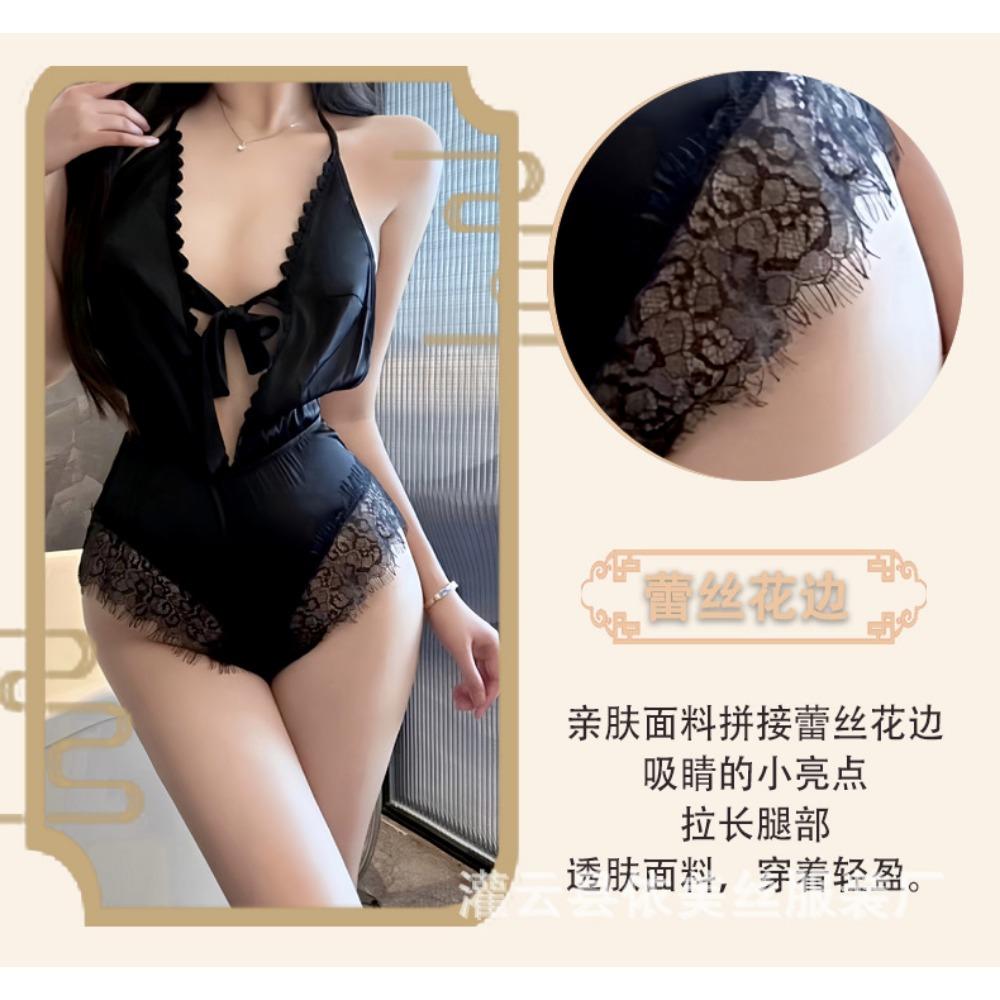 Man Want Sexy Lingerie Women's New Backless Neck Sling Sexy Lace Nightdress French Romantic Onesie 9281