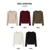 0 wool crew neck knitted bottoming shirt women's autumn and winter threaded inner slim-fitting long-sleeved shirt top