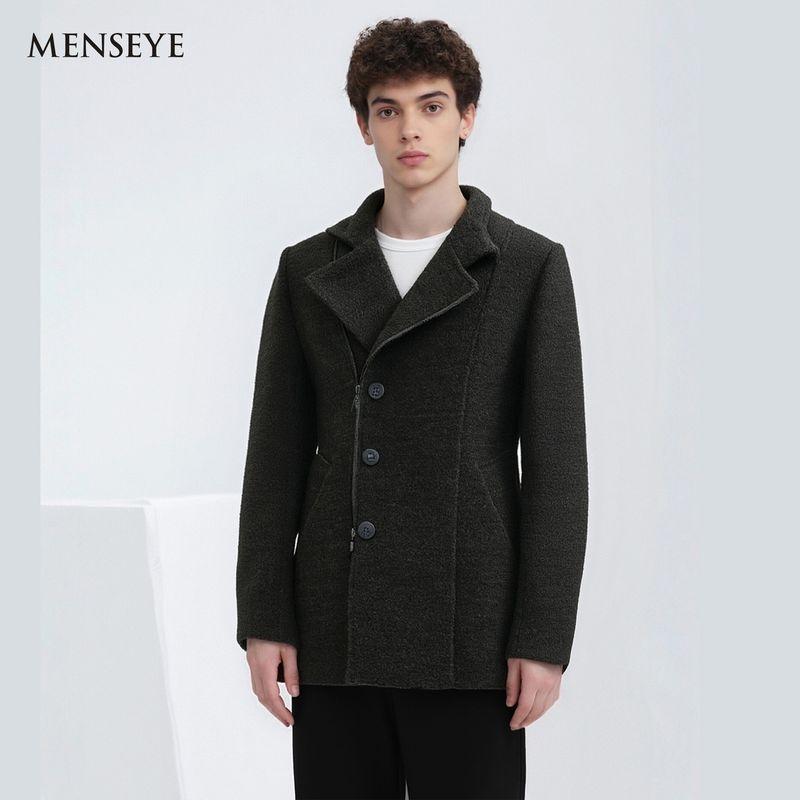 Menseye Winter Long Stand Collar Wool Overcoat