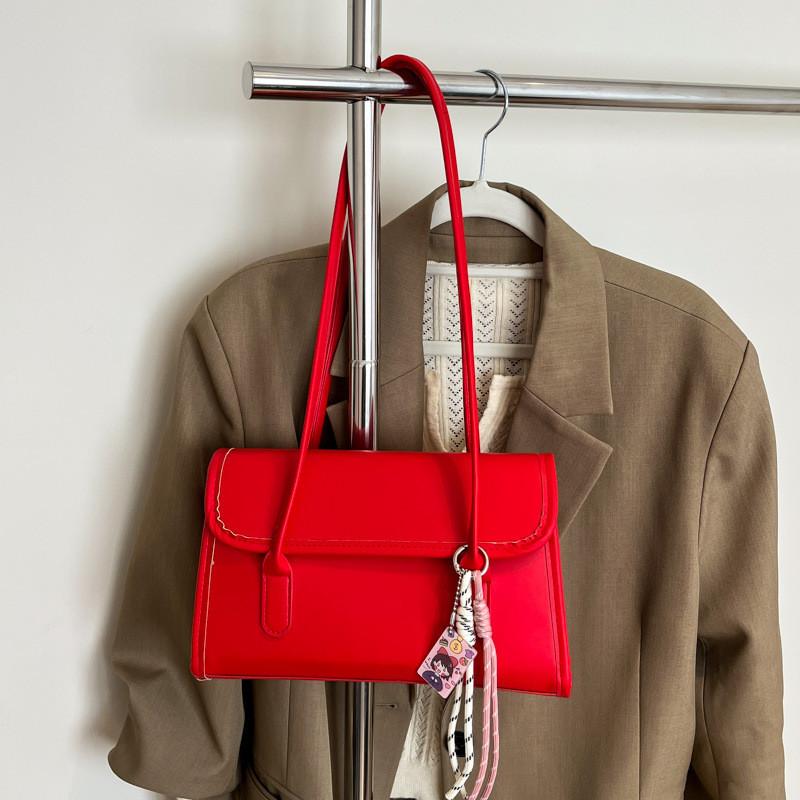 Pu Handbag Stylish Shoulder Bag With Solid Color Design For Casual Street