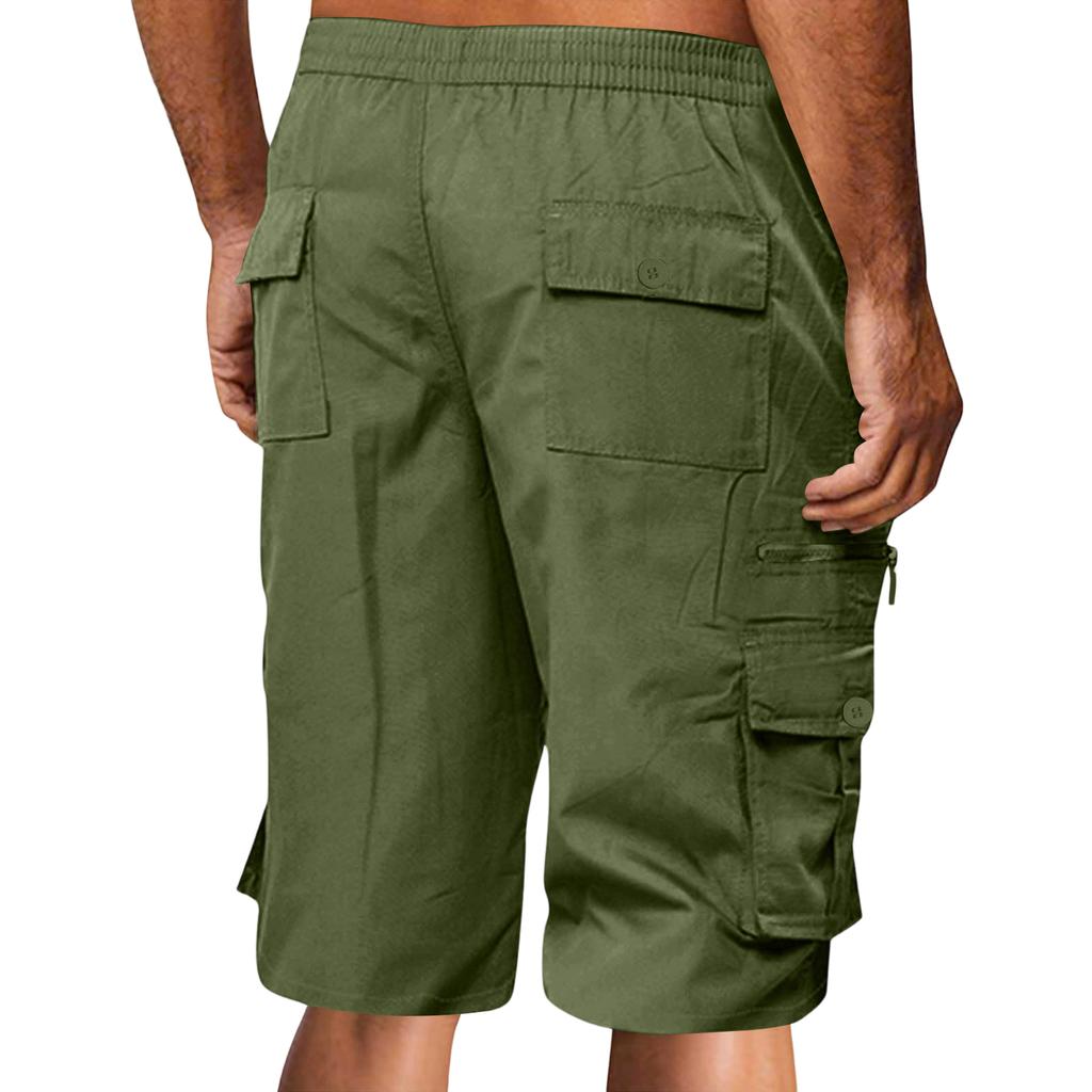 Herren Freizeit Locker Sitzende Mehrere Taschen Cargo-Shorts Elastischer Bund Kordelzug Outdoor Arbeitskleidung Shorts für den Sommer